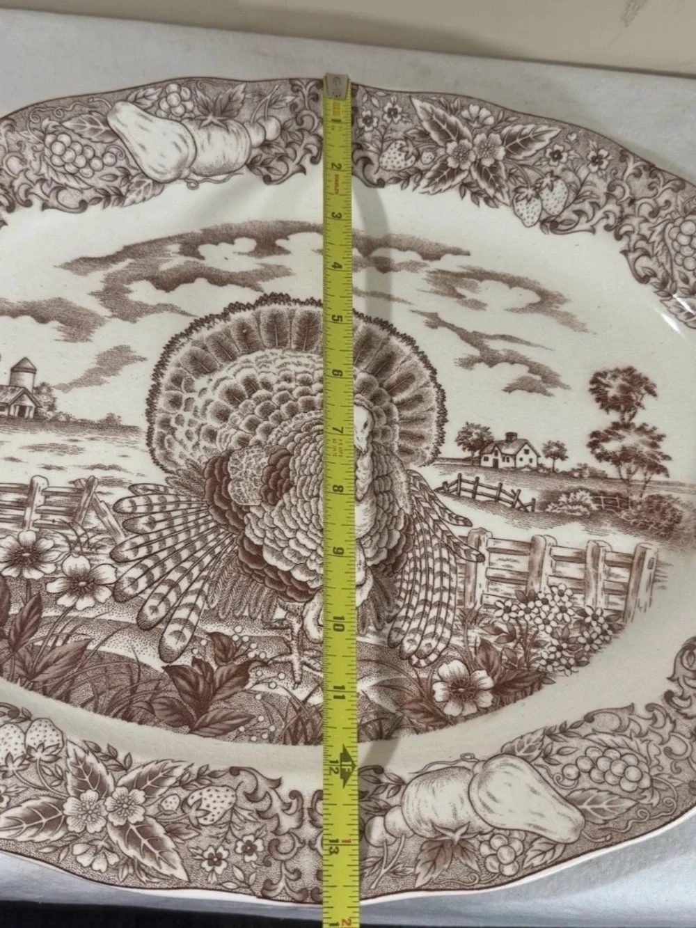 Vintage Earthenware Turkey Platter Made In Japan Sanyei Large W/box